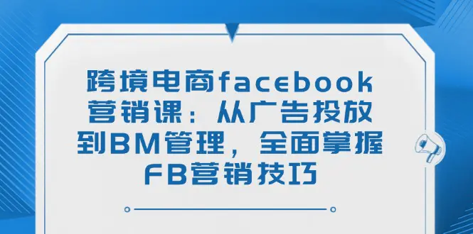 跨境电商facebook营销课:从广告投放到BM管理的全流程营销技巧