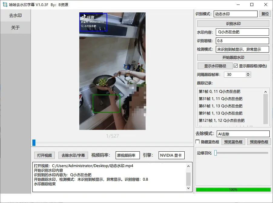 本地Ai离线视频去水印字幕,支持去除动静态水印字幕