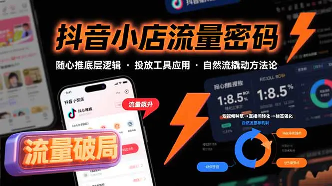 抖音小店流量密码,随心推底层逻辑,投放工具应用,自然流撬动核心方法论