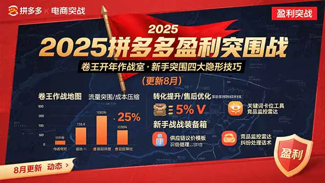 2025拼多多盈利突围战:卷王开年作战室,新手突围四大隐形技巧(更新8月)