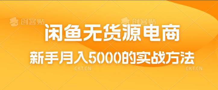 闲鱼无货源电商，新手月入5000的实战方法