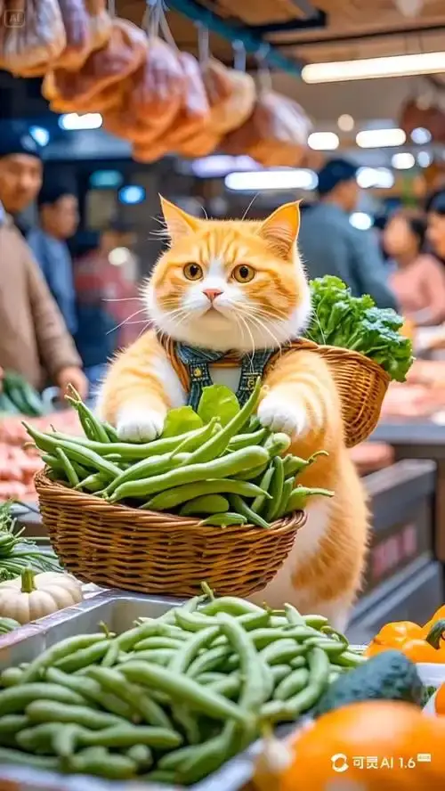 AI制作橘猫买菜做饭视频,AI快速起千粉万粉号