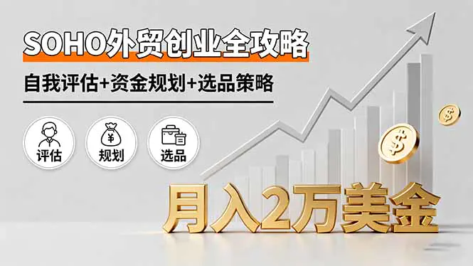 SOHO外贸创业全攻略,自我评估+资金规划+选品策略,月入2万美金
