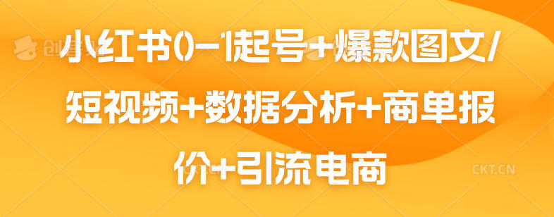 小红书0-1起号+爆款图文/短视频+数据分析+商单报价+引流电商
