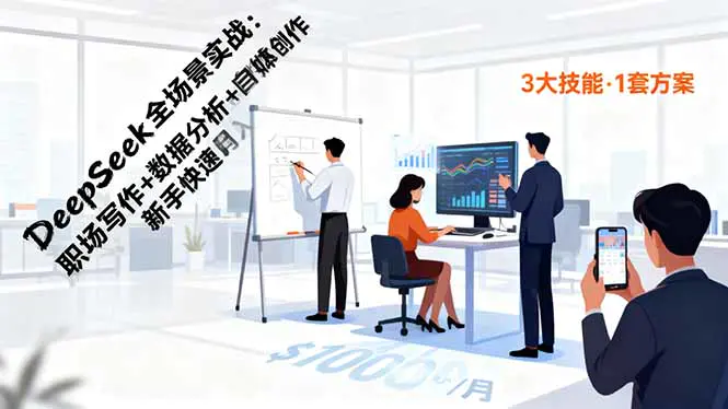 DeepSeek全场景实战:职场写作+数据分析+自媒体创作,新手快速月入过万