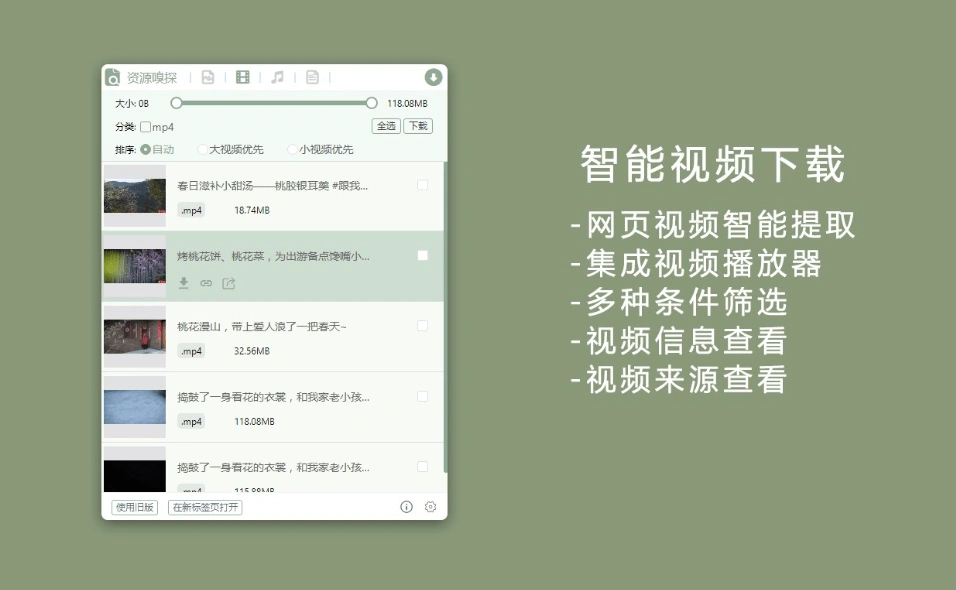 浏览器扩展工具，支持图片、视频、音乐、文档批量下载