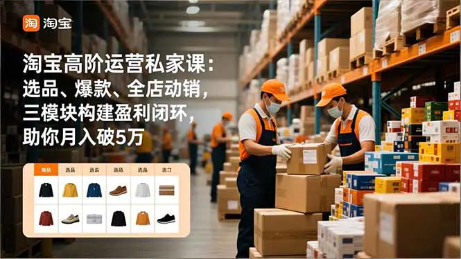 淘宝高阶运营私家课:选品、爆款、全店动销,三模块构建盈利闭环,助你月入破5万