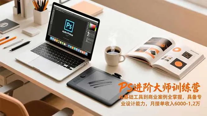 PS进阶大师训练营,从基础工具到商业案例全掌握,具备专业设计能力,月接单收入6000-1.2万