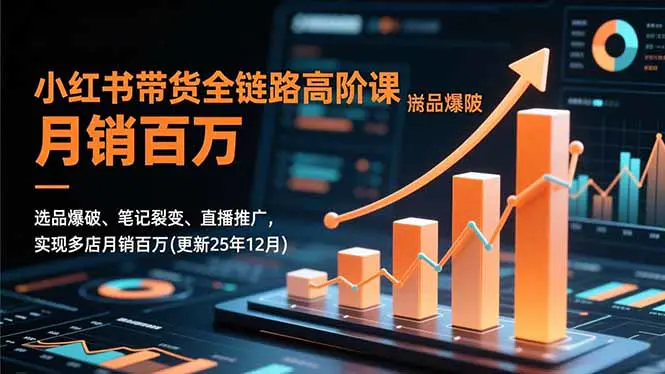 小红书带货全链路高阶课,选品爆破、笔记裂变、直播推广,实现多店月销百万(更新25年12月)