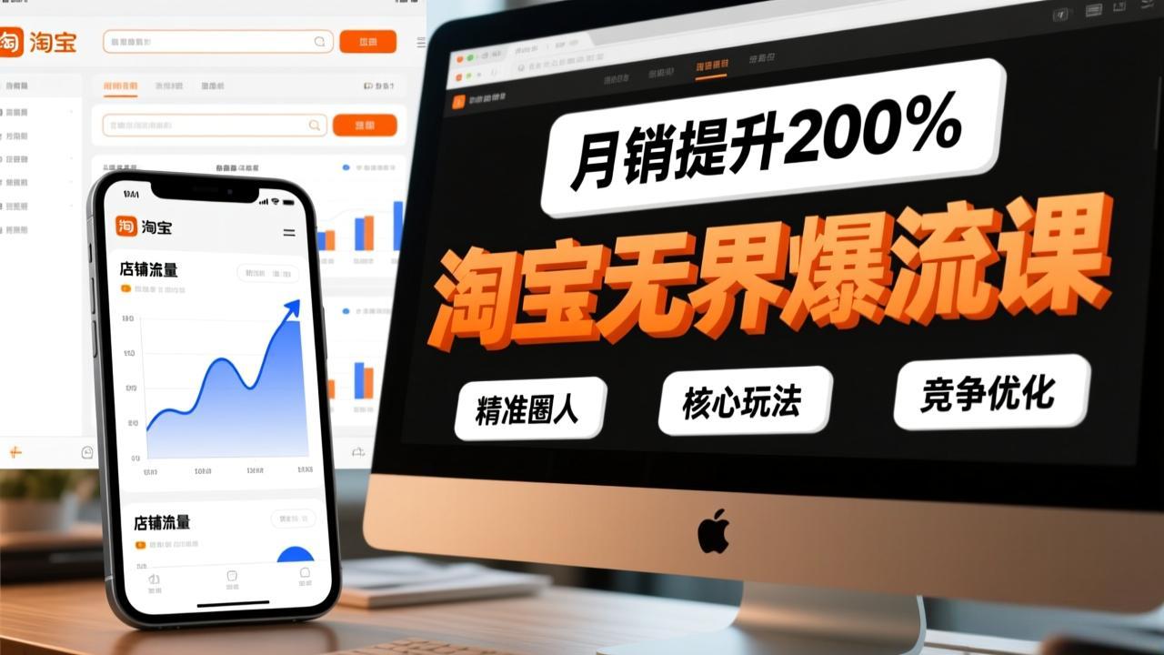 淘宝无界爆流课，精准圈人、核心玩法、竞争优化，快速引爆店铺流量，月销提升200%