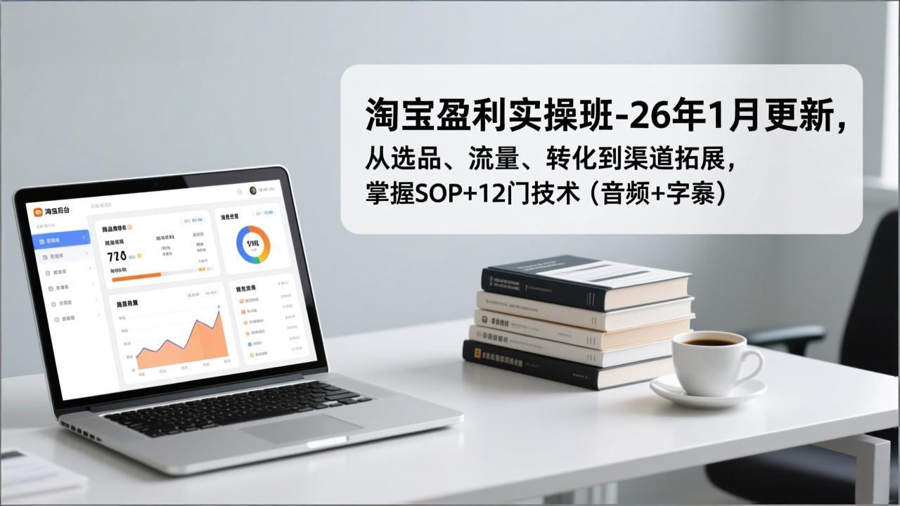 淘宝盈利实操班，从选品、流量、转化到渠道拓展，掌握SOP+12门技术（音频+字幕）-26年1月更新
