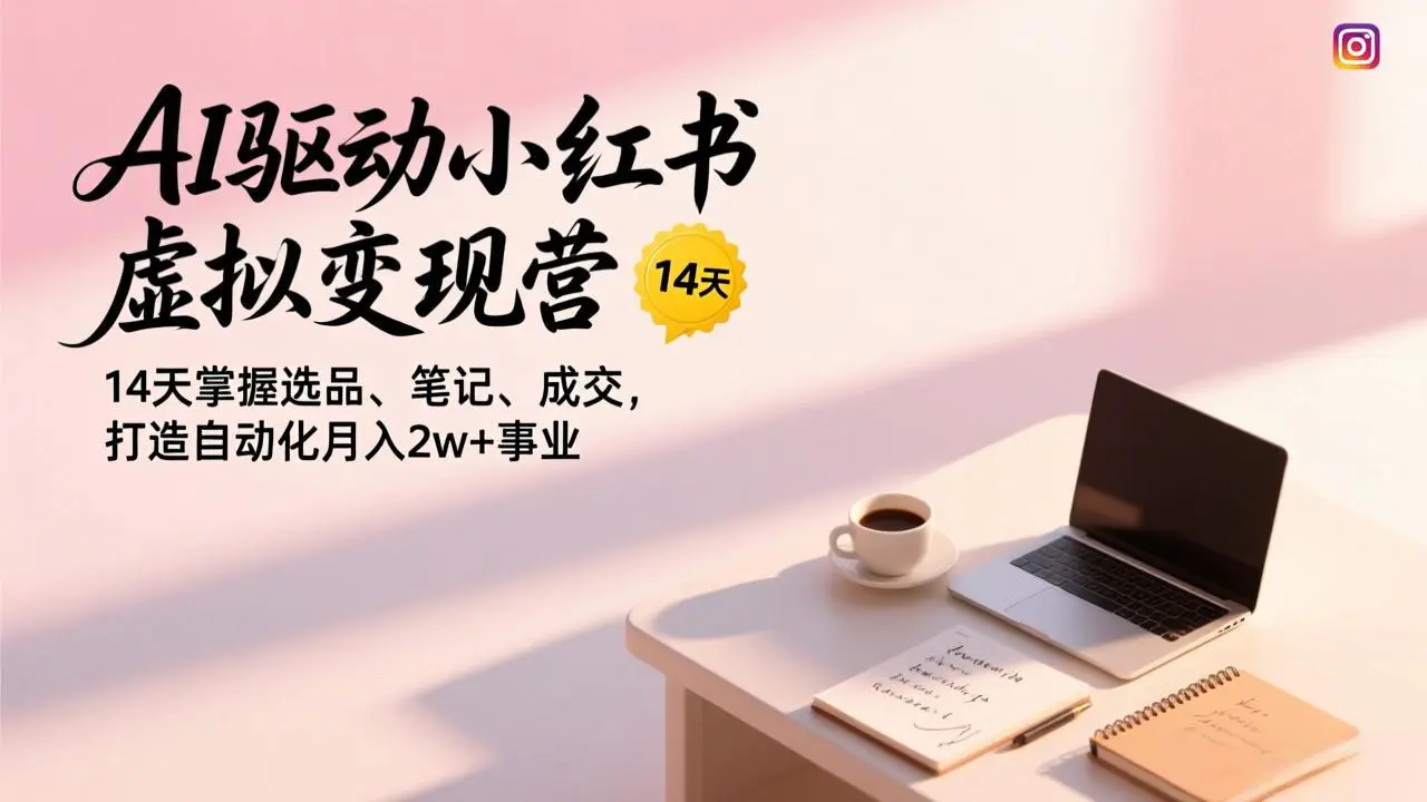 AI+小红书虚拟资料变现项目,14天掌握选品、笔记、成交,打造自动化月入2w+