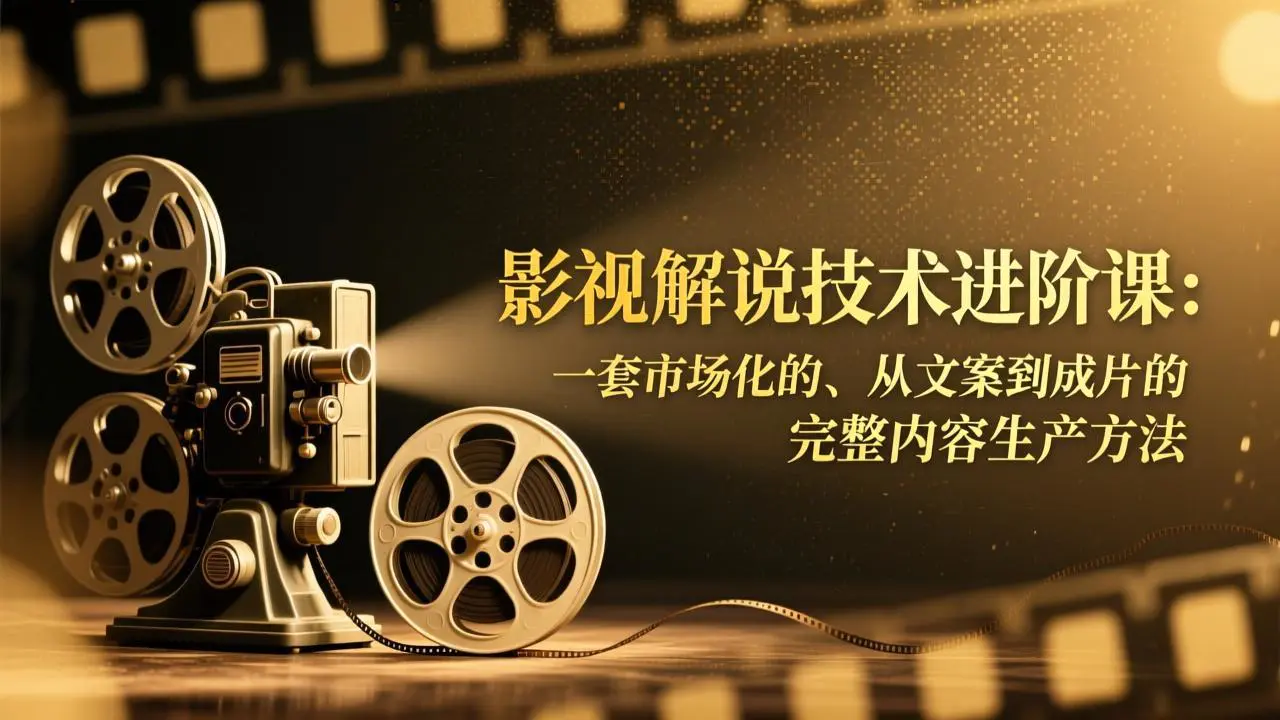 影视解说技术进阶课:一套市场化的、从文案到成片的完整内容生产方法