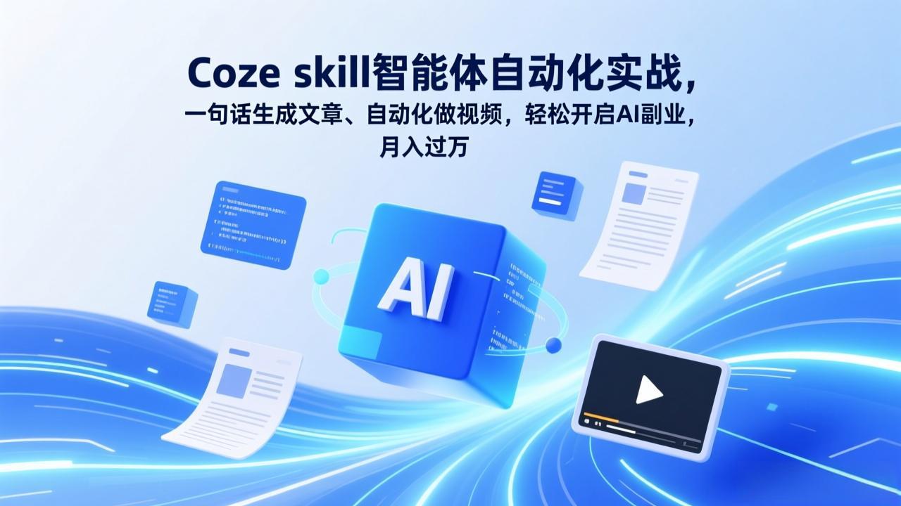 Coze skill智能体自动化实战，一句话生成文章、自动化做视频（飞书文档教程）