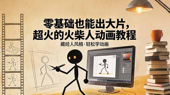 零基础也能出大片，超火的火柴人动画教程（藏经人风格）