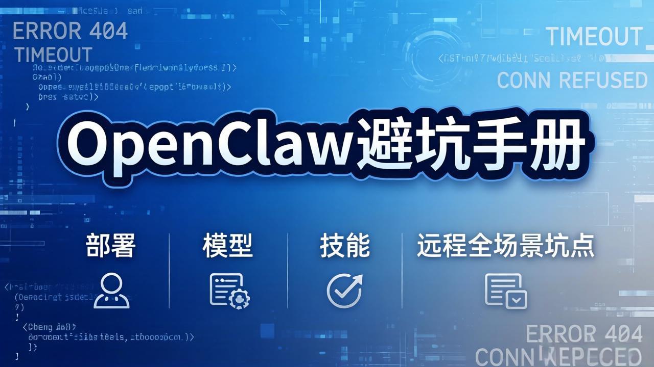 OpenClaw避坑手册：部署+模型+技能+远程全场景坑点，让你避免踩坑（飞书文档教程）