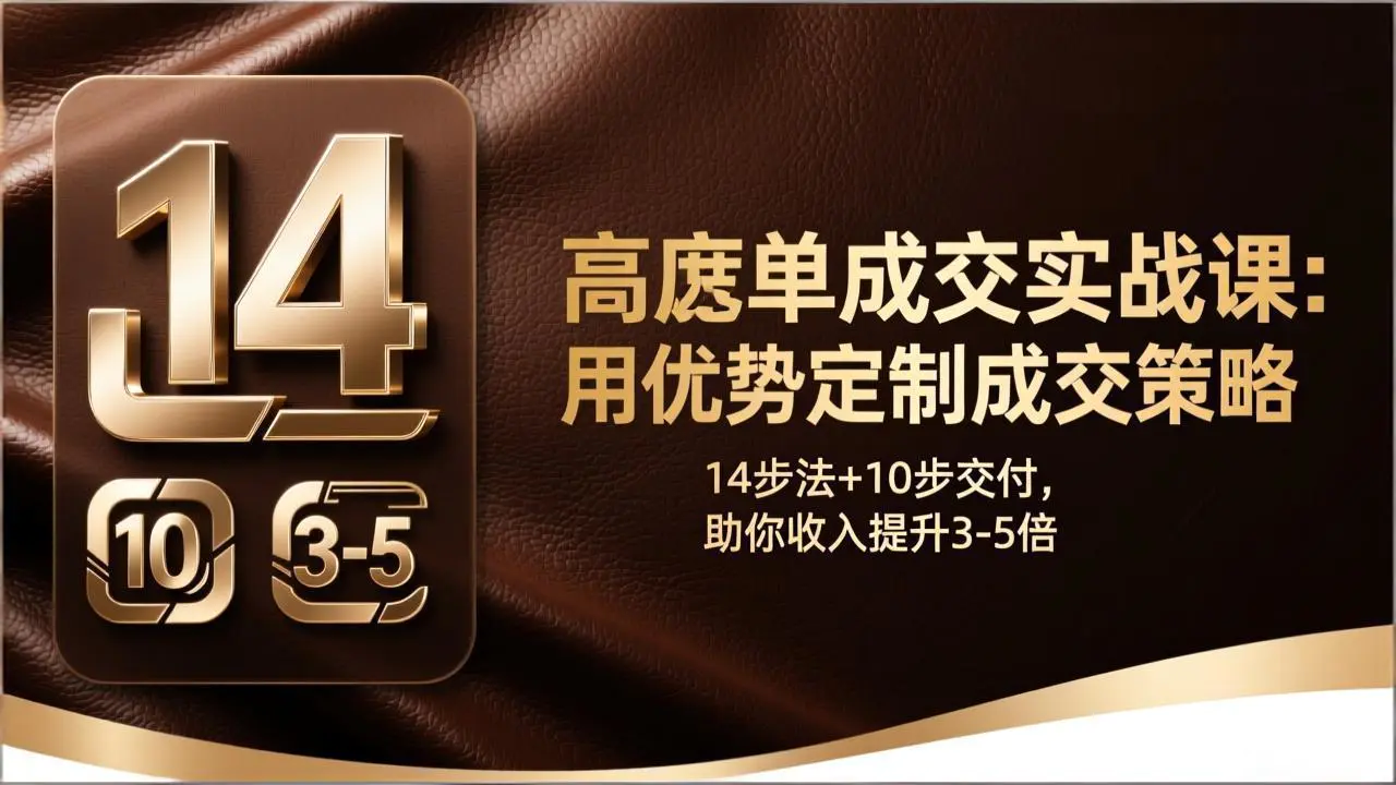 高客单成交实战课:用优势定制成交策略,14步法+10步交付,助你收入提升3-5倍