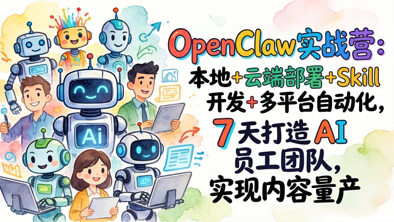 OpenClaw实战课：本地+云端部署+Skill开发+多平台自动化，打造AI员工团队+实现内容量产