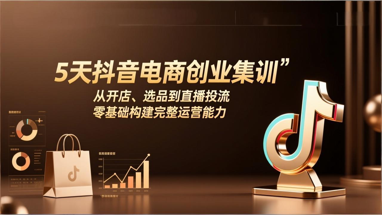 抖音电商创业课：从开店、选品到直播投流，零基础构建完整运营能力