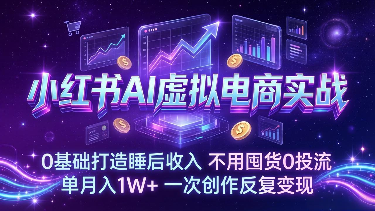 小红书AI虚拟电商实战指南：蓝海选品+AI批量创作+0囤货实现月入1W+