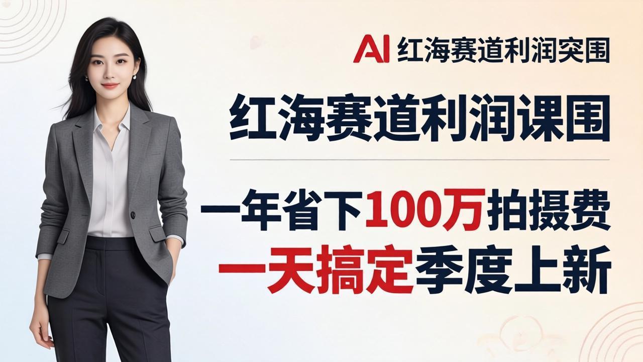 服装电商AI降本课：AI智能生成模特图替代传统实拍，零基础掌握轻资产运营