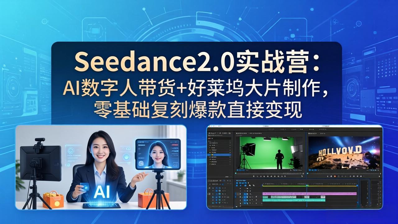 Seedance2.0 AI数字人课程：真人口播+AI影视制作+带货全场景