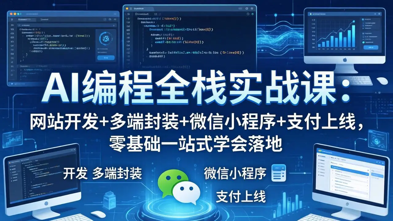 AI编程全栈实战课:网站开发+多端封装+微信小程序+支付上线,零基础一站式学会