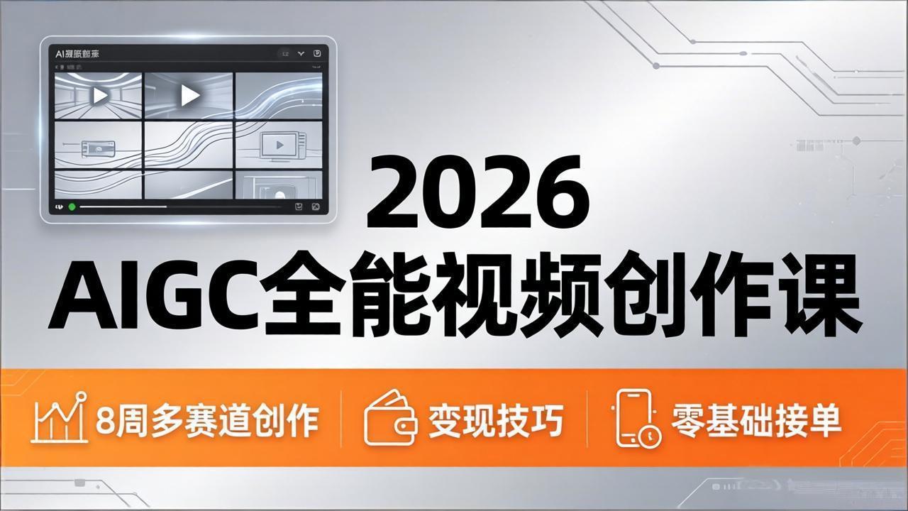 2026 AIGC视频创作教程：零基础到变现，AI绘画/短剧/萌宠IP全链路