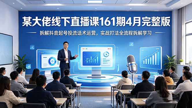 抖音直播全链路课程：投流提量、主播促单话术、内容型直播打造、老号盘活