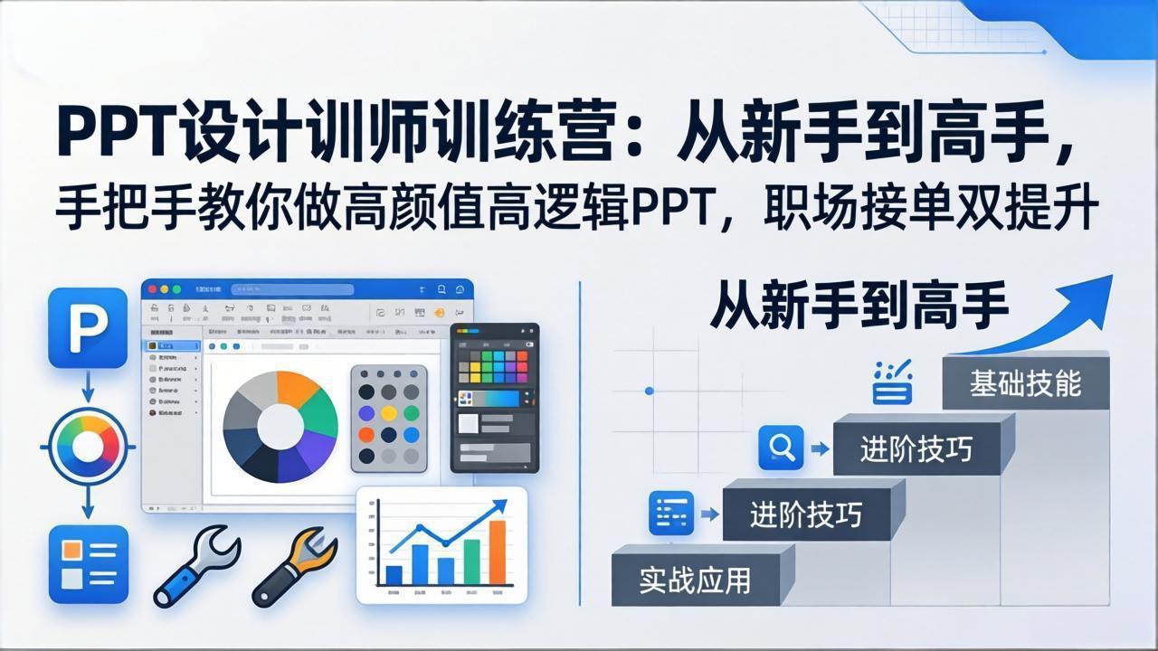 PPT设计从新手到高手：从基础认知到实战案例，接单赚钱技能