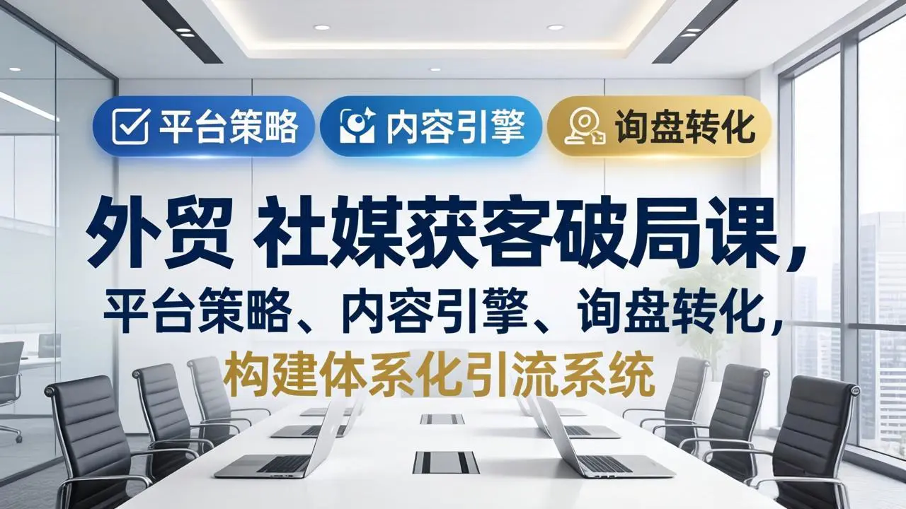 外贸社媒获客破局课,平台策略、内容引擎、询盘转化,构建体系化引流系统(更新26年3月)