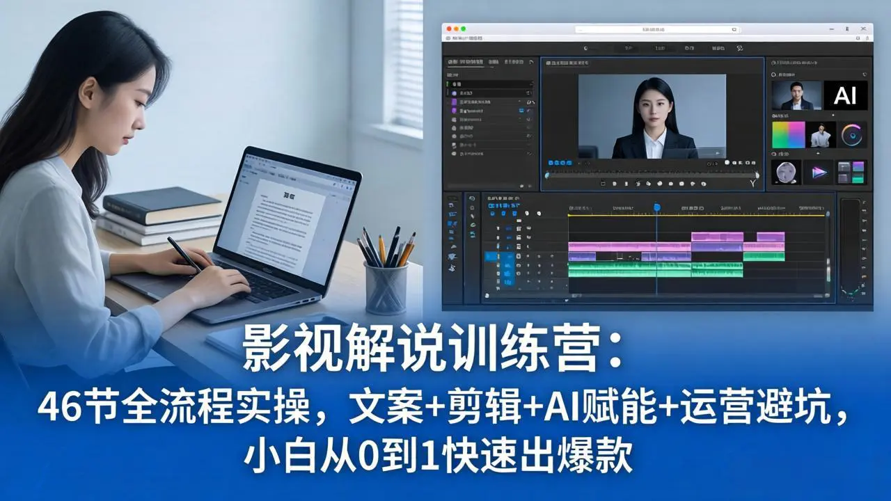影视解说课:爆款文案+AI工具+剪辑配音+封面运营,小白也能出爆款