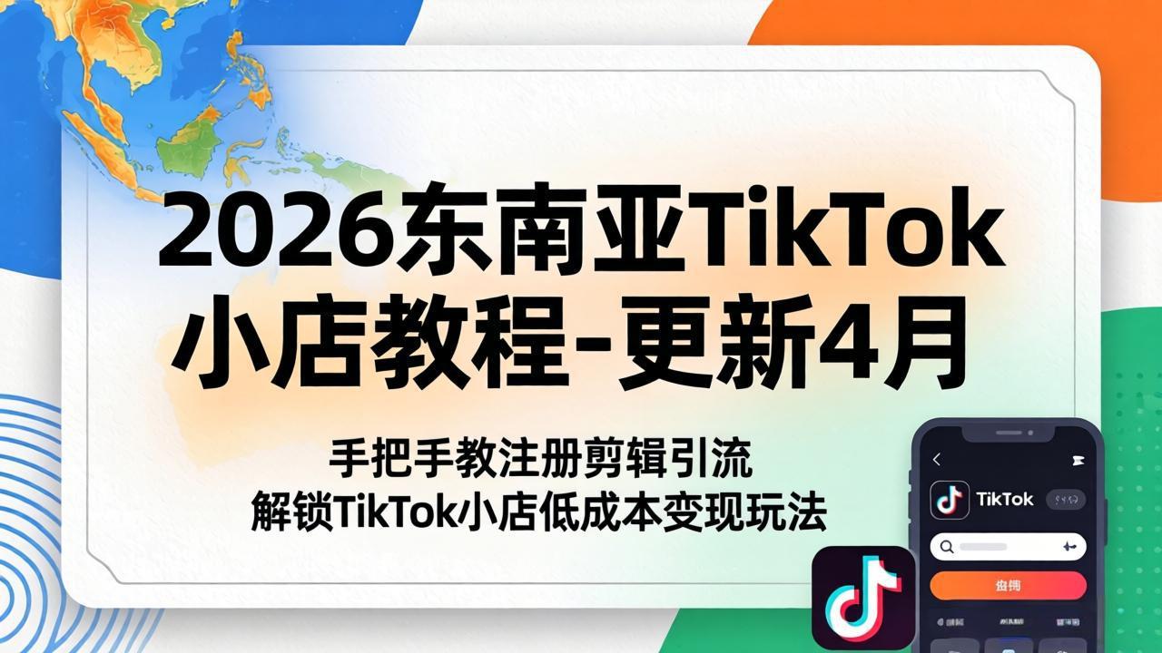 2026东南亚TikTok小店教程，注册创作剪辑引流，从入门到精通-更新4月