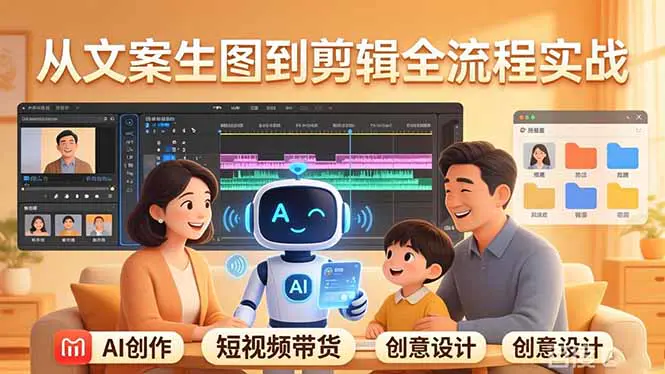 AI剧情短视频带货课:家庭剧情+带货广告,原创模式全流程实战