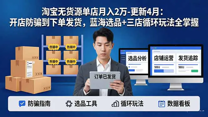 淘宝无货源5.0:开店防骗到下单发货,蓝海选品+推广玩法,单店月入2万-更新4月