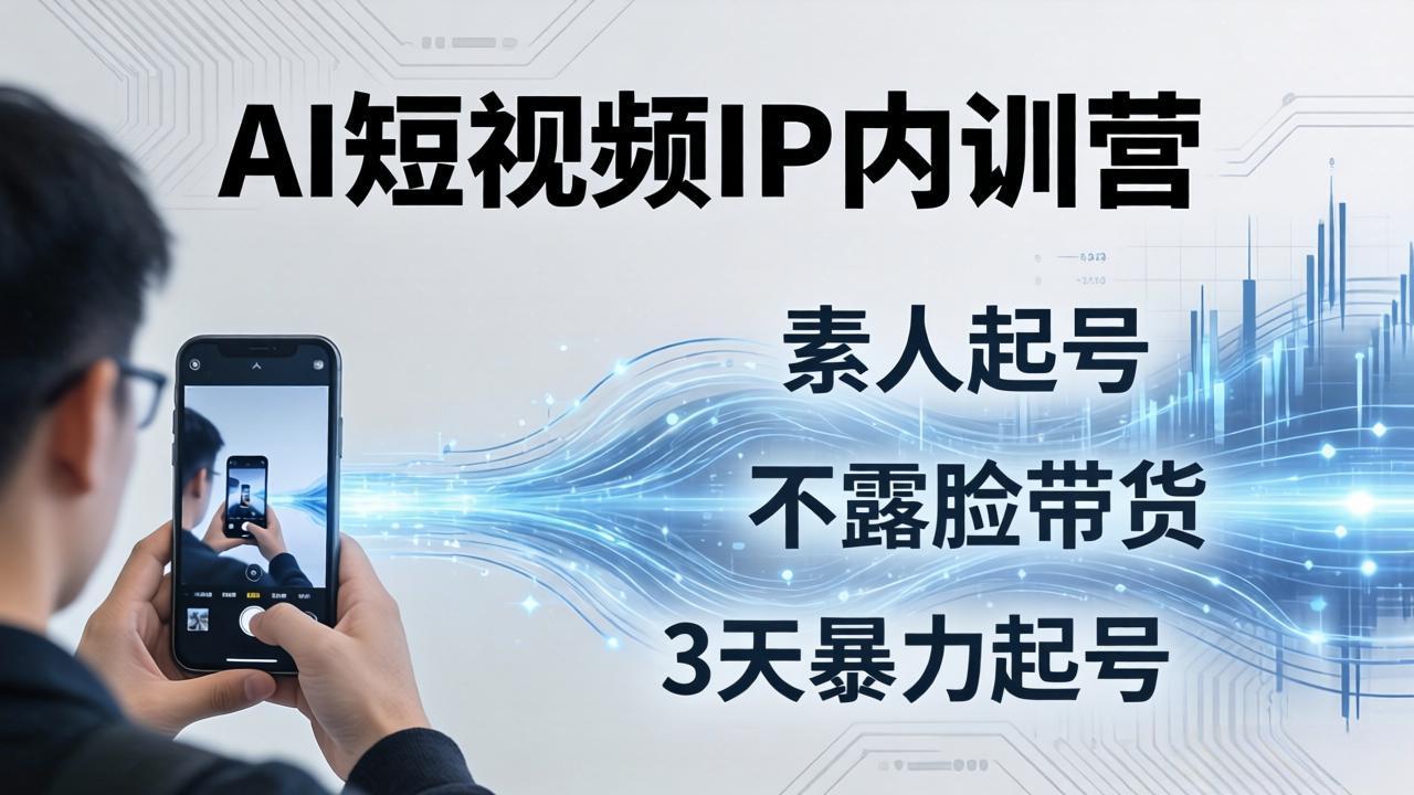 2026AI短视频IP课：从素人起号到不露脸带货，3天暴力起号全流程拆解
