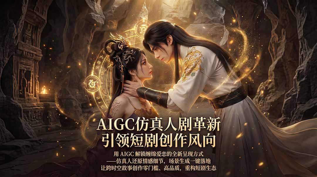 AIGC仿真人短剧创作课，解锁仙侠爱恋全新呈现，一键出高质场景，零门槛打造爆款剧集