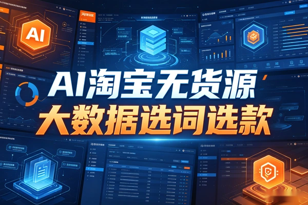 AI淘宝无货源实战教程：AI大数据选词+人群建模+胜率选款，从开店到运营全自动