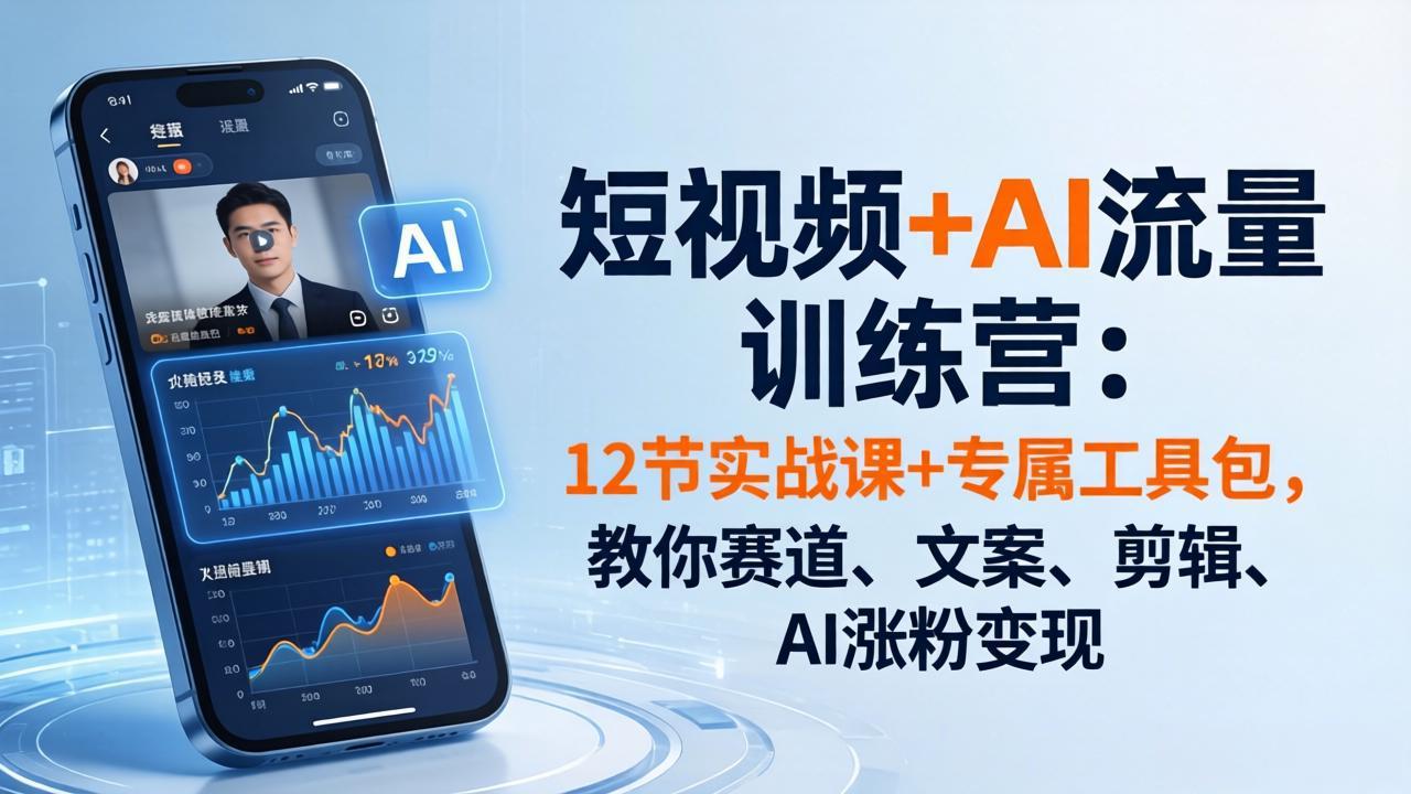 短视频+AI流量系统课：文案+配音+剪辑+AI综合课，配套专属工具包