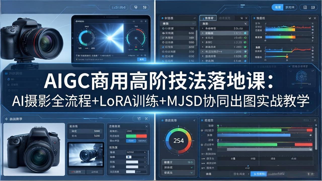 AIGC高阶商用落地课：AI摄影+LoRA训练+MJ+SD+PS协同，直接商用变现