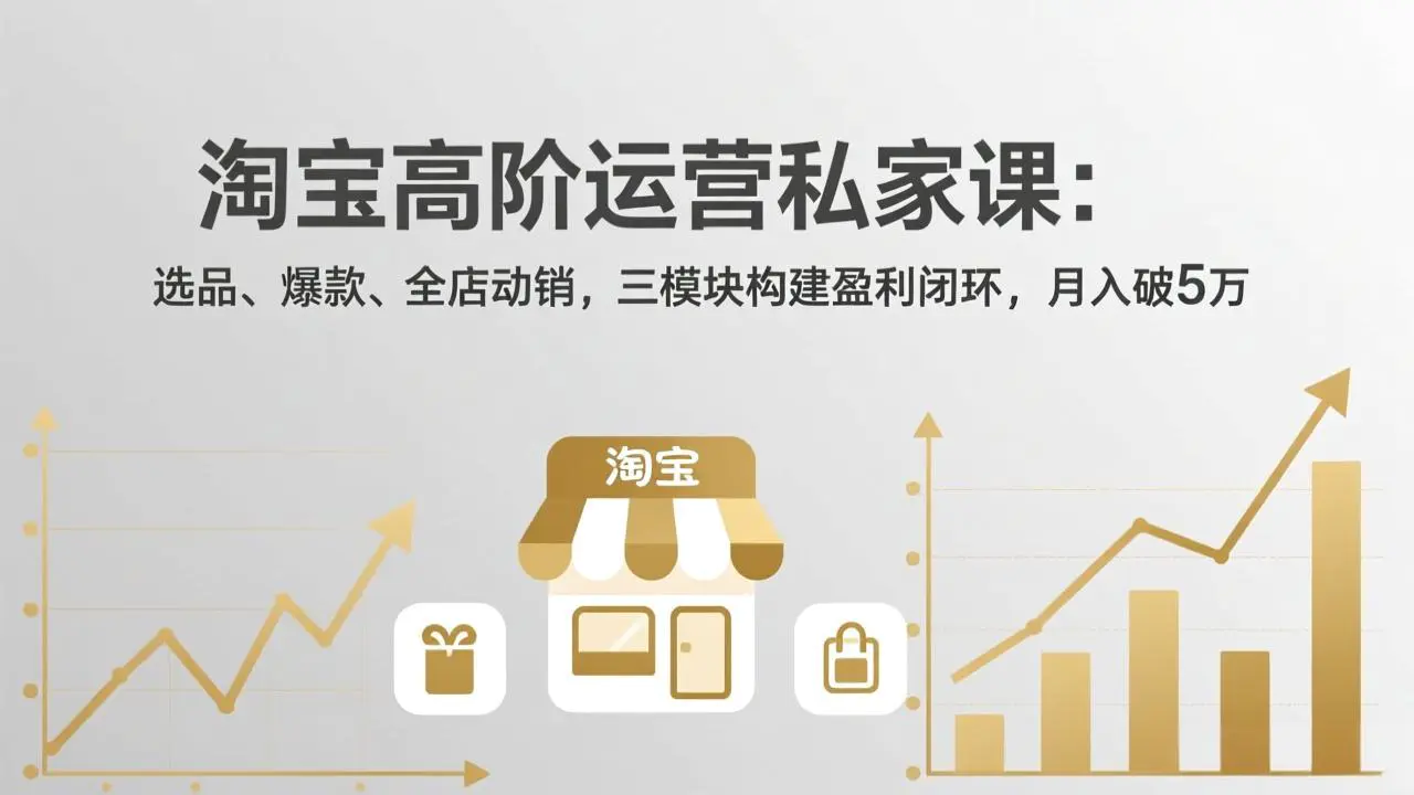 淘宝高阶运营课:选品、爆款、全店动销,三模块构建盈利闭环(更新26年3月)