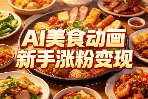 AI治愈系美食动画，零基础快速涨粉变现