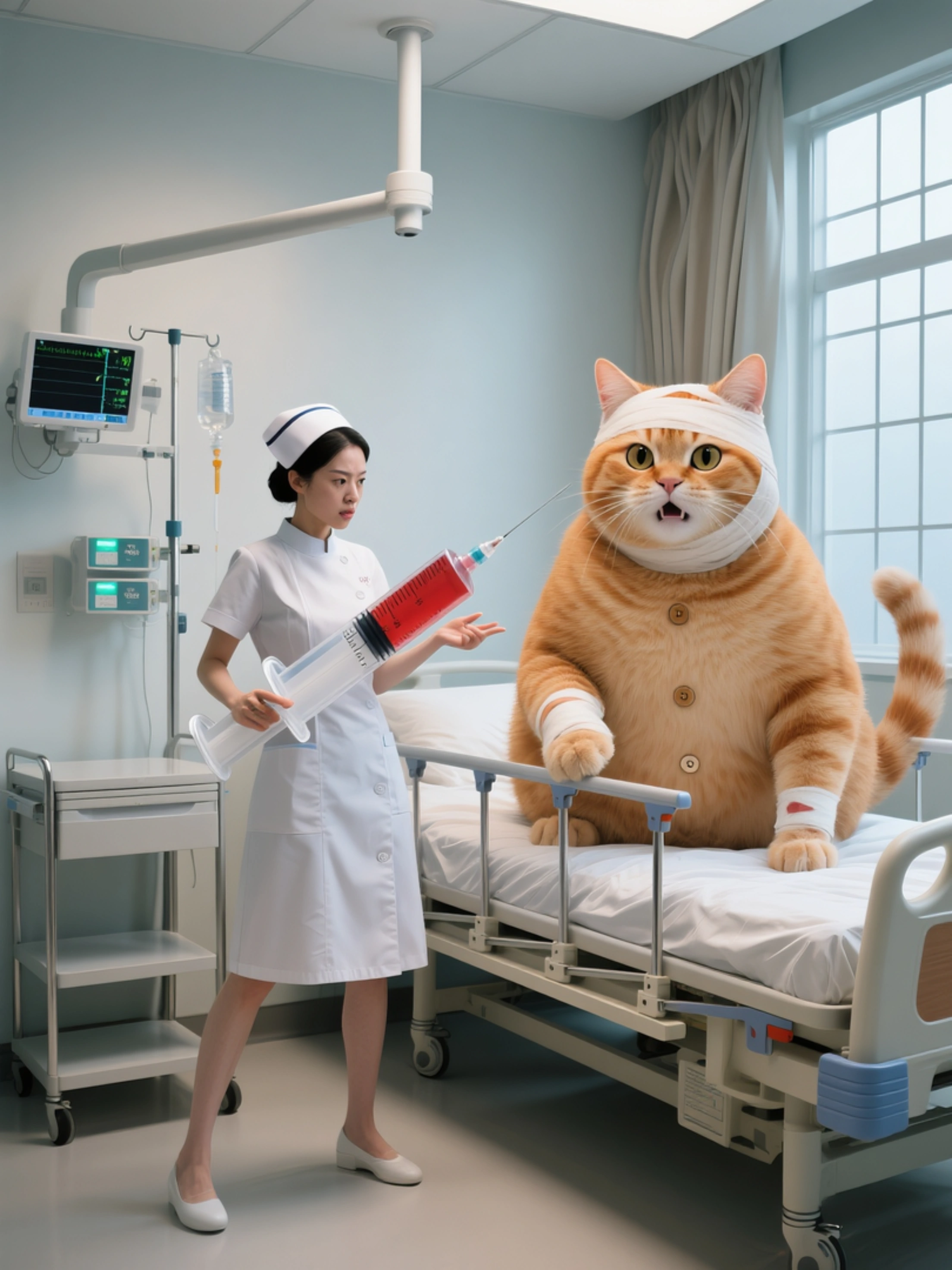 AI橘猫打针反差视频教学，单条视频涨粉破千