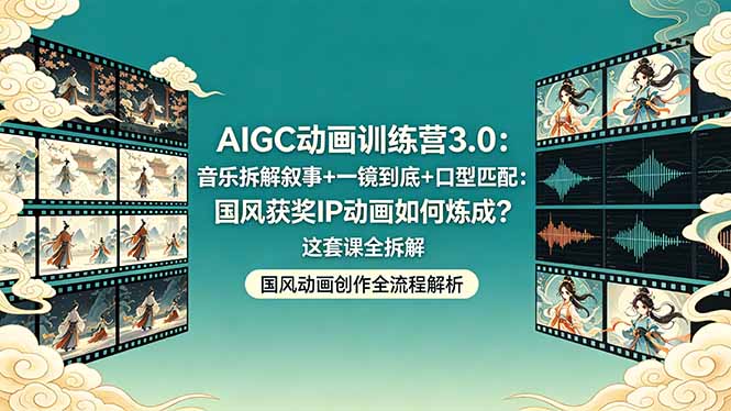 AIGC动画课：从0到1学AI动画制作高质量国风AI动画短片