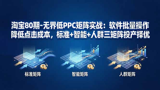 淘宝无界低PPC矩阵实战课：软件批量操作+智能矩阵+投产优化，实现高投产精准推广