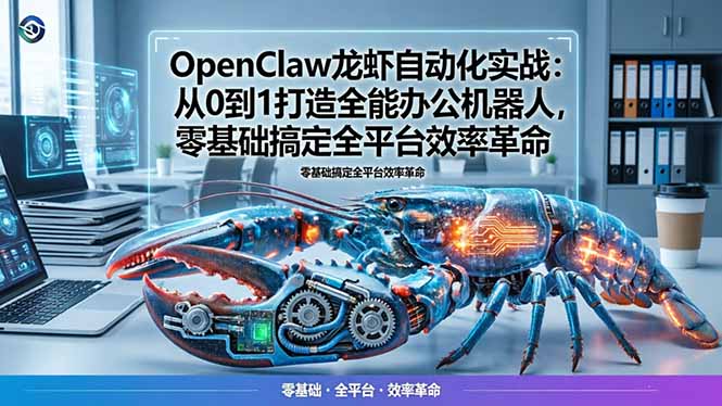 OpenClaw小龙虾自动化实战：从0到1打造全能办公机器人，零基础搞定全平台效率革命