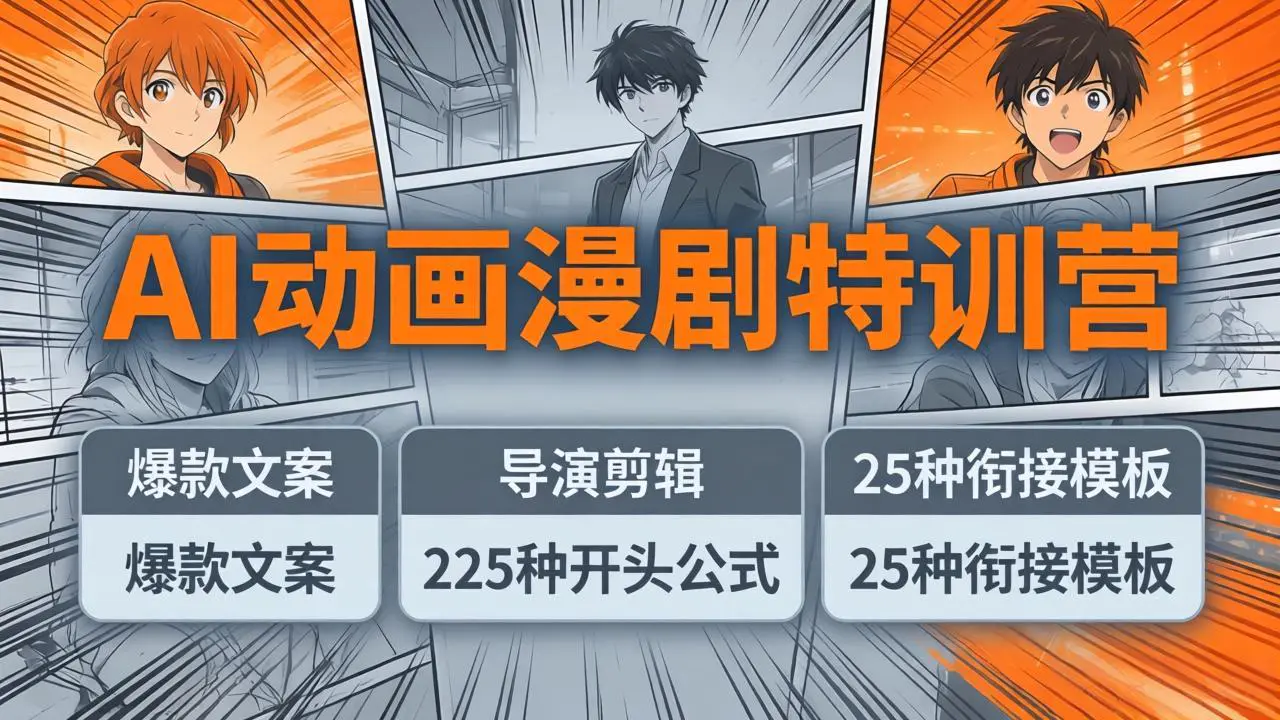 AI动画故事漫剧课:生图卡控+Sora2提示词+爆款文案公式,从0到1全流程制作