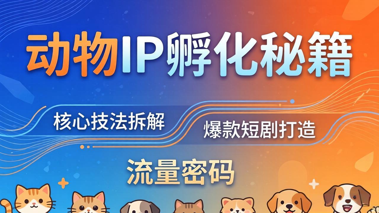 萌宠短剧创作课：动物IP孵化、百万粉账号流量逻辑、爆款捷径全拆解