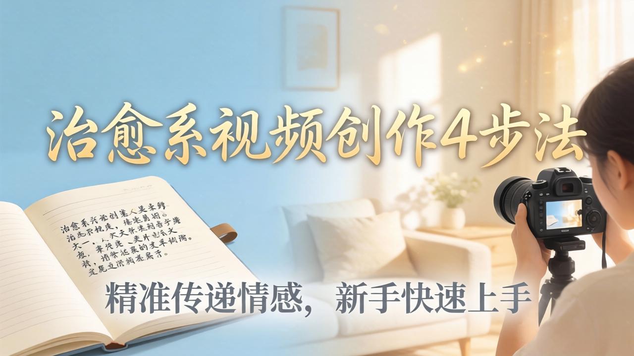 治愈系视频创作4步法实战课：温柔文案+适配画面传递情感共鸣，新手也能快速上手