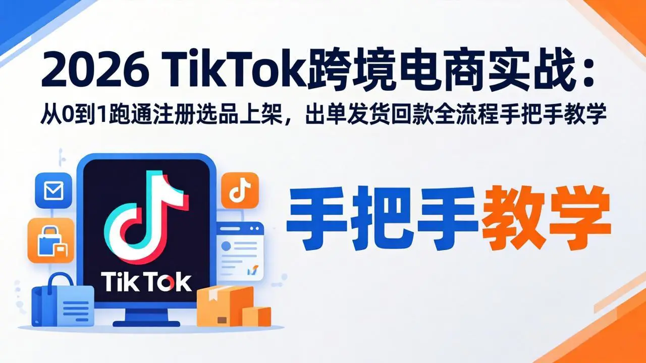2026TikTok跨境电商实战指南:从0到1商品卡起量,选品上架+店铺开通全流程,低成本稳定出单